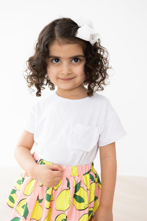 White Ruffle Pocket Tee-Mila & Rose ®