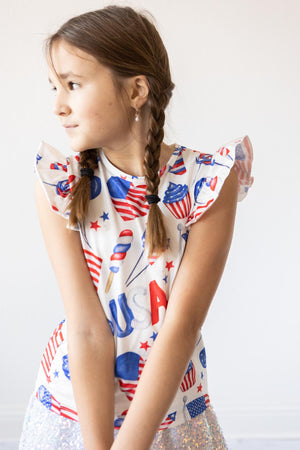 Party in the USA S/S Ruffle Tee-Mila & Rose ®