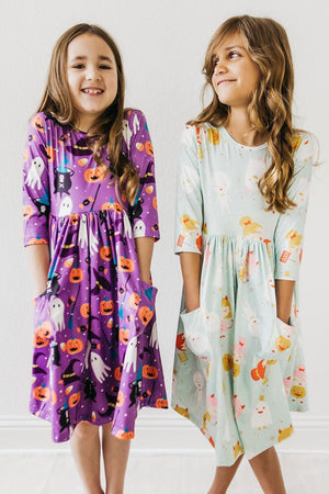 No Tricks, Just Treats 3/4 Sleeve Pocket Twirl Dress-Mila & Rose ®