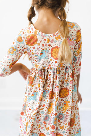 Retro Unicorns 3/4 Sleeve Pocket Twirl Dress-Mila & Rose ®