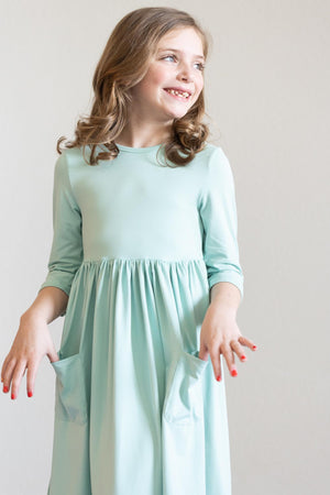 Sage 3/4 Pocket Twirl Dress-Mila & Rose ®