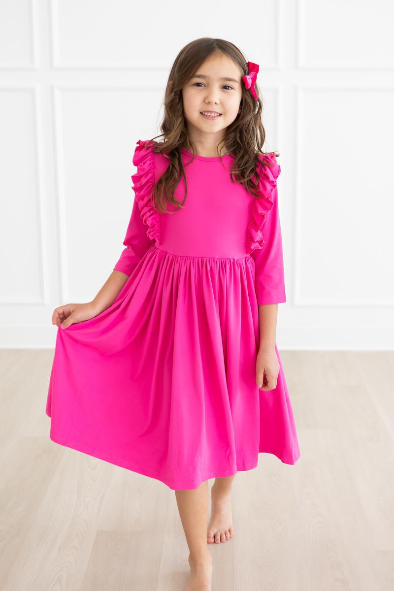 Hot Pink Ruffle Twirl Dress-Mila & Rose ®