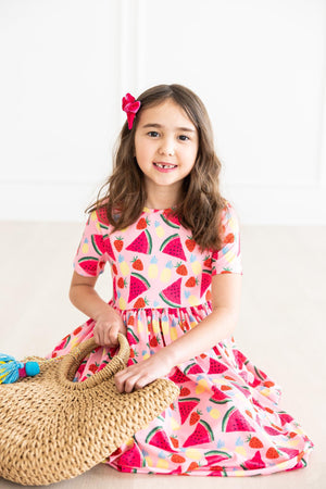 Watermelon Wonder S/S Pocket Twirl Dress-Mila & Rose ®