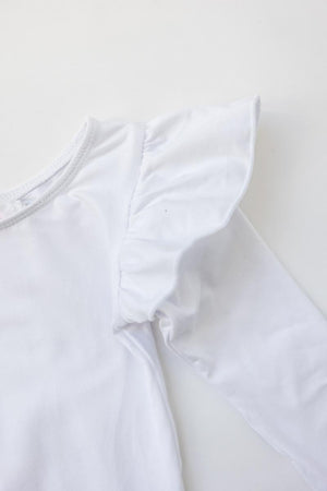 White L/S Flutter Sleeve Leotard - NEW-Mila & Rose ®