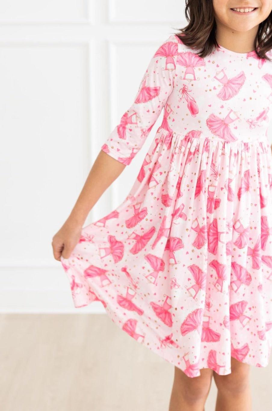 Pirouette 3/4 Sleeve Pocket Twirl Dress-Mila & Rose ®