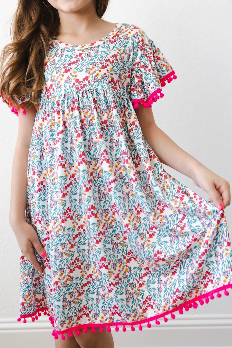 SALE Cabana Floral Pom Pom Dress-Mila & Rose ®