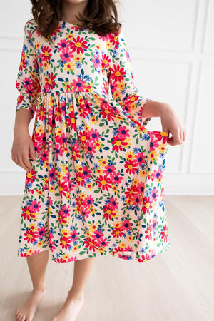Last Bud Not Least 3/4 Sleeve Pocket Twirl Dress-Mila & Rose ®