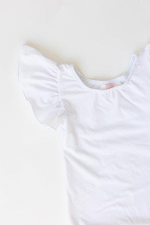 White S/S Flutter Sleeve Leotard-Mila & Rose ®