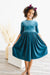 Denim Blue Velvet Twirl Dress-Mila & Rose ®
