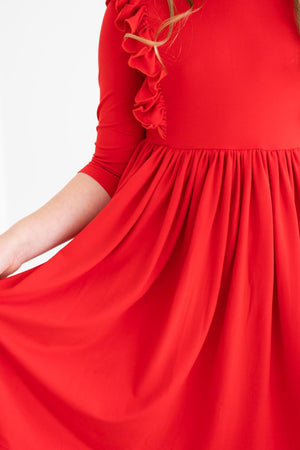 Red Ruffle Twirl Dress - NEW-Mila & Rose ®