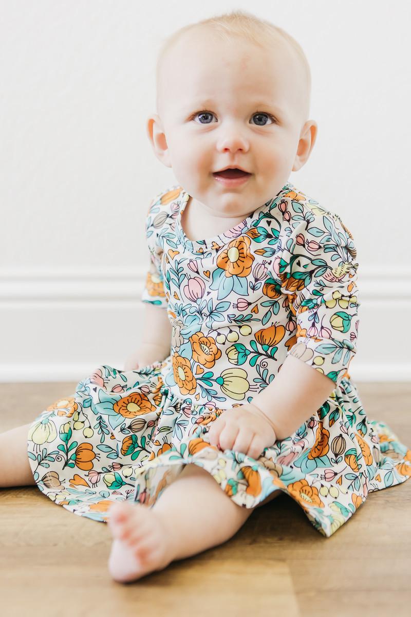 Vintage Vibes 3/4 Sleeve Twirl Bodysuit-Mila & Rose ®