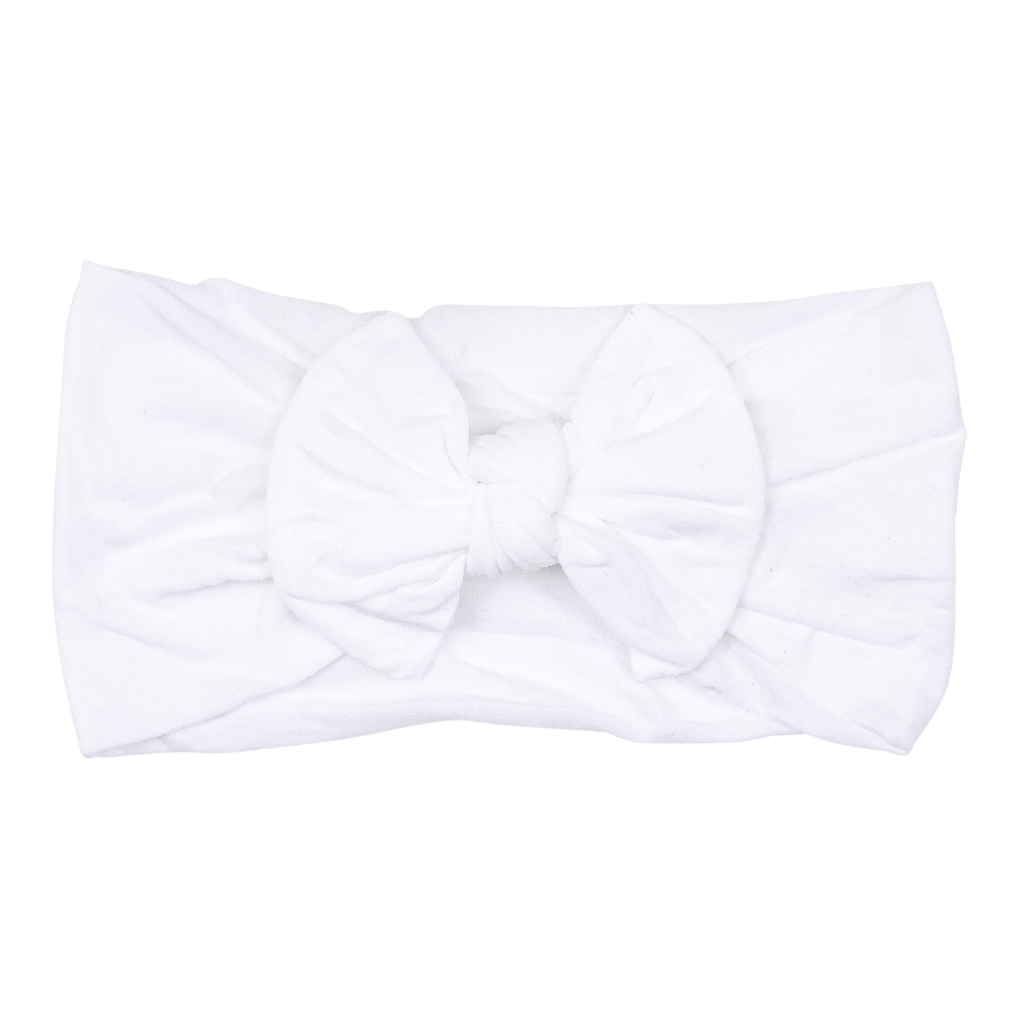 Beluga White Nylon Bow Headwrap-Mila & Rose ®