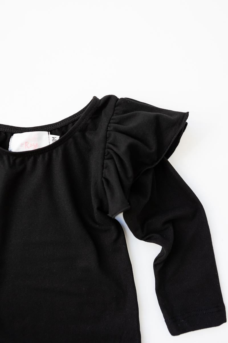 Black L/S Flutter Sleeve Leotard-Mila & Rose ®