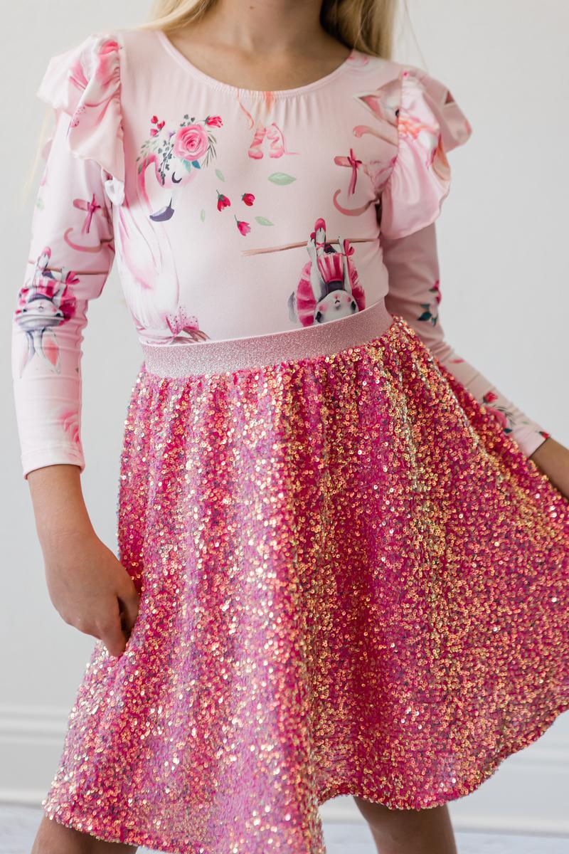 Hot Pink Sequin Twirl Skirt-Mila & Rose ®