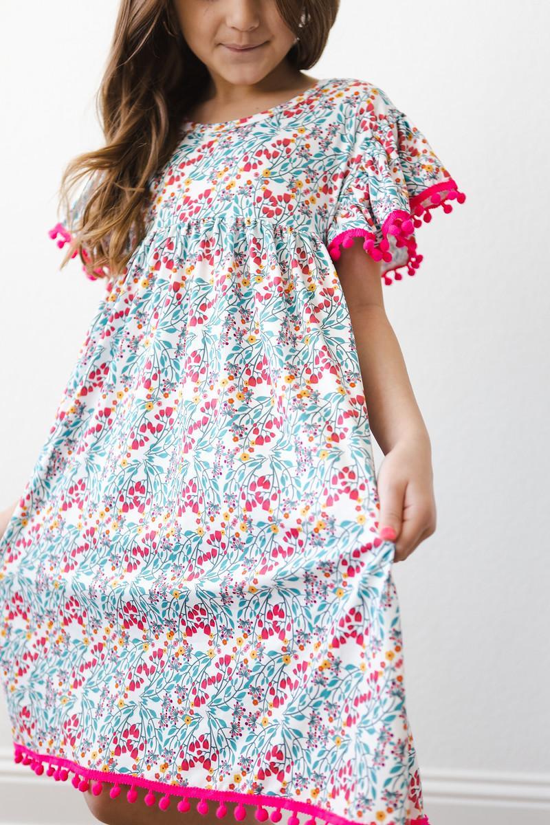 SALE Cabana Floral Pom Pom Dress-Mila & Rose ®