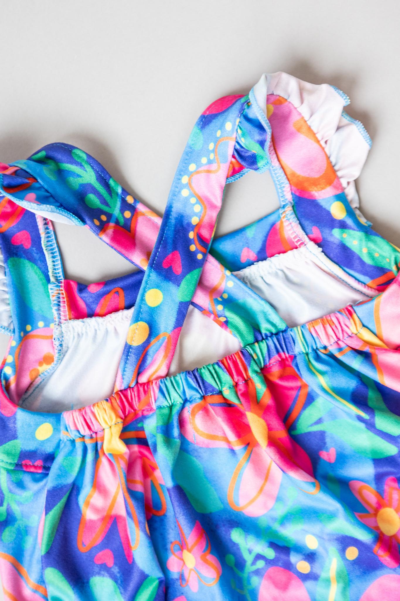 Springing Around Ruffle Cross Back Romper-Mila & Rose ®