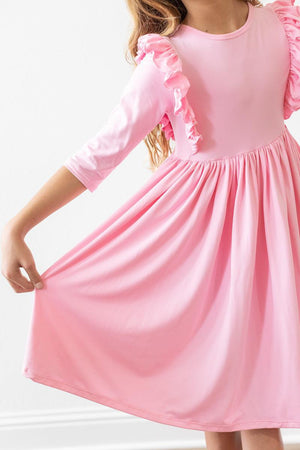Bubblegum Pink Ruffle Twirl Dress - NEW-Mila & Rose ®