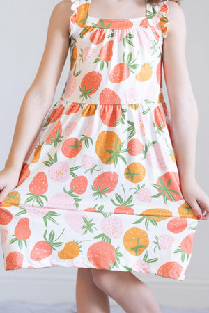 Berry Sweet Ruffle Cross Back Dress-Mila & Rose ®