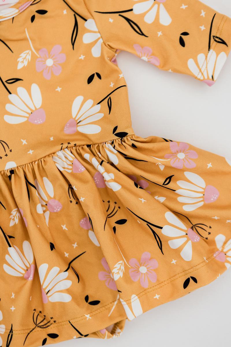 Dandelions in Fall 3/4 Sleeve Twirl Bodysuit-Mila & Rose ®