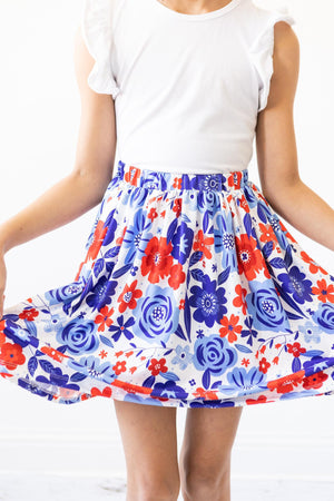 SALE Happy 4th Floral Twirl Skirt-Mila & Rose ®