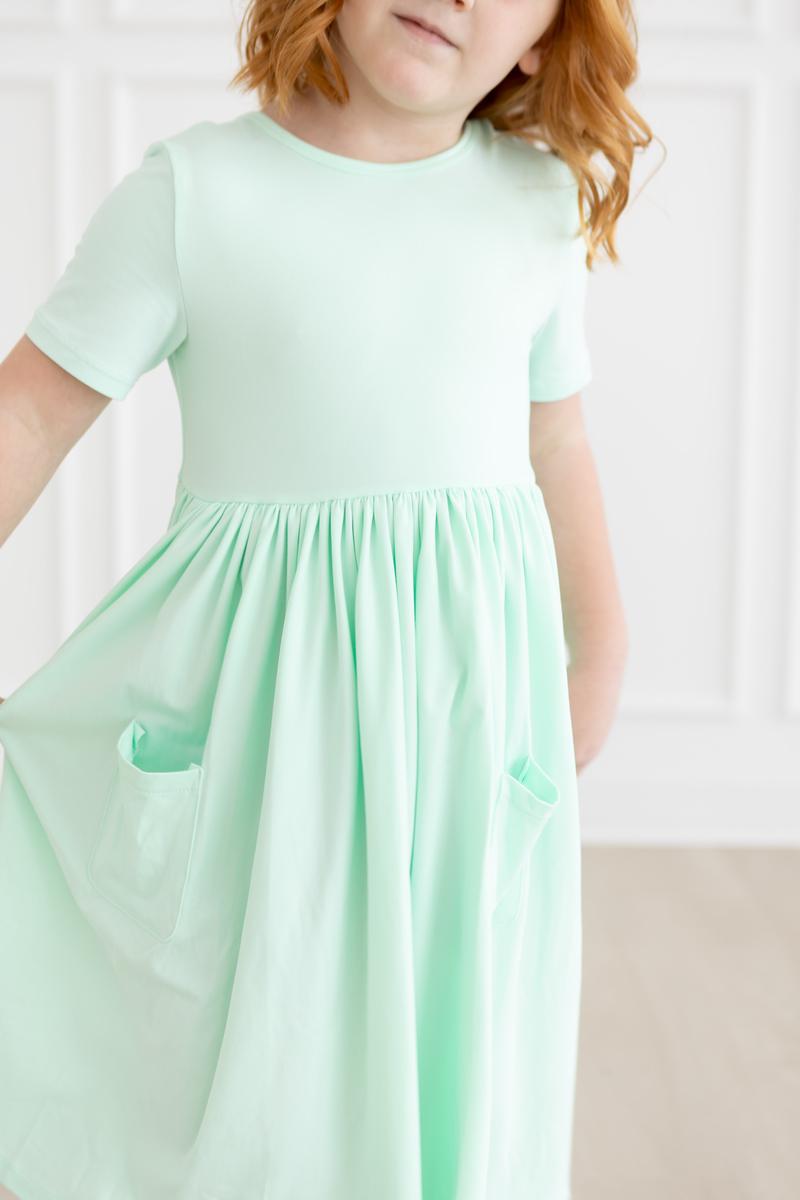 Pastel Green S/S Pocket Twirl Dress - NEW-Mila & Rose ®
