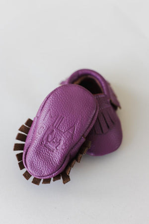 Plum Leather Baby Moccasins-Mila & Rose ®