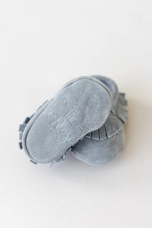 Gray Suede Baby Moccasins-Mila & Rose ®