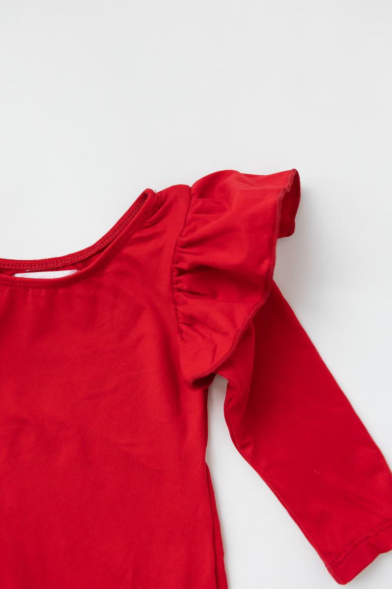 Red L/S Flutter Sleeve Leotard-Mila & Rose ®