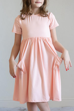Peach S/S Pocket Twirl Dress - NEW-Mila & Rose ®