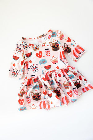 Puppy Love 3/4 Sleeve Twirl Bodysuit-Mila & Rose ®