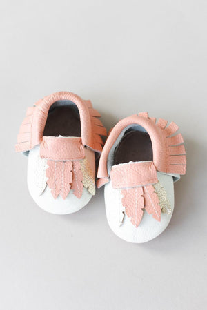 Feather Print Leather Baby Moccasins-Mila & Rose ®