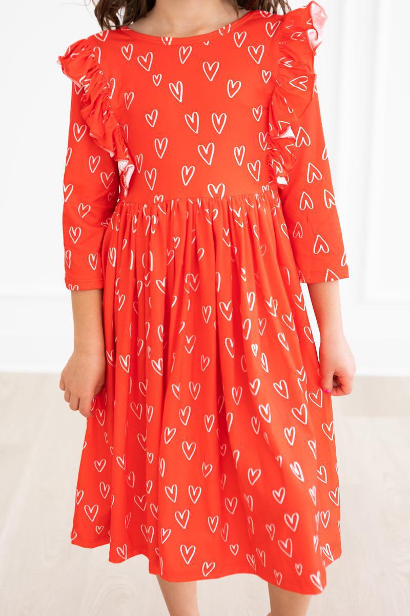 Roses are Red Ruffle Twirl Dress-Mila & Rose ®