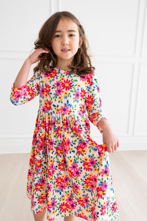 Last Bud Not Least 3/4 Sleeve Pocket Twirl Dress-Mila & Rose ®