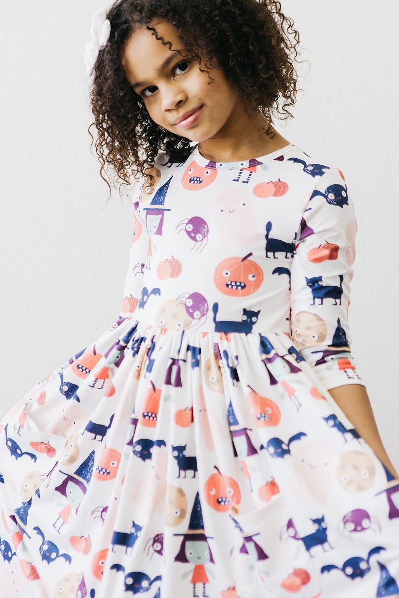 Boo Crew 3/4 Sleeve Pocket Twirl Dress-Mila & Rose ®