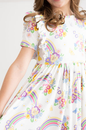 SALE Rainbow Butterfly S/S Ruffle Twirl Dress-Mila & Rose ®