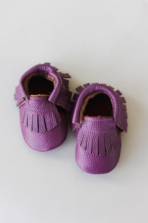 SALE Plum Leather Baby Moccasins-Mila & Rose ®