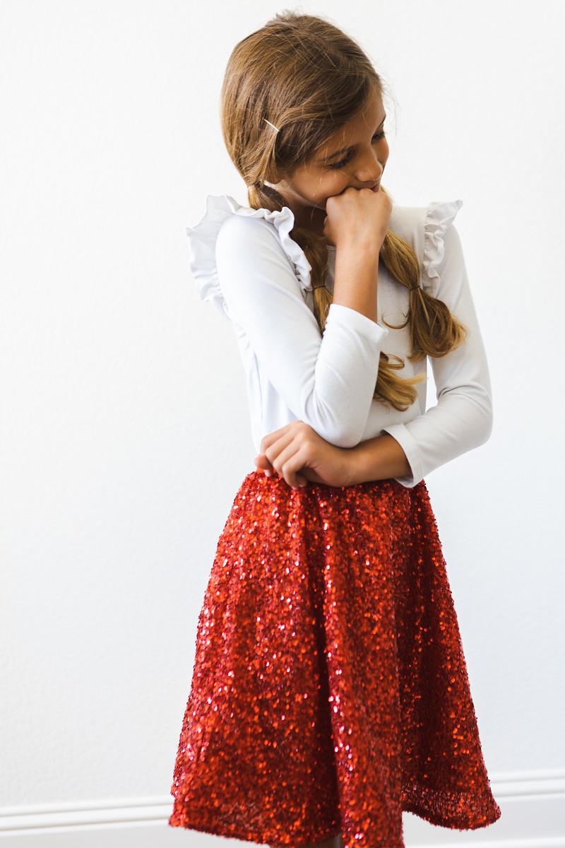 Red Sequin Twirl Skirt-Mila & Rose ®