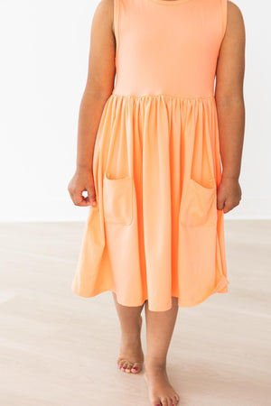 Neon Coral Tank Pocket Twirl Dress-Mila & Rose ®