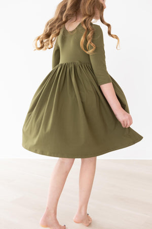 Olive Pocket Twirl Dress-Mila & Rose ®