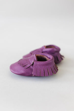 Plum Leather Baby Moccasins-Mila & Rose ®