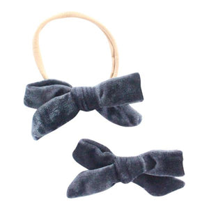 SALE Light Navy Velvet Bow-Mila & Rose ®